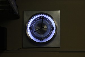Clock with VFR800FI sprocket and disc rotor.