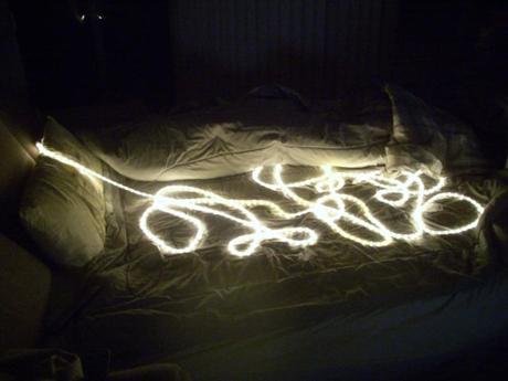 Rope lights in bed